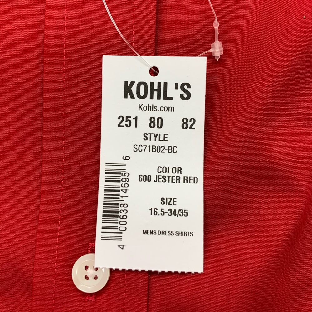 Croft & Barrow Red Easy Care Classic Dress Shirt - Picture 2 of 5